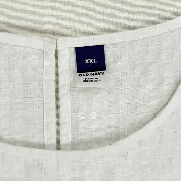 Old Navy Women's Tiered Puff Sleeve Midi Dress XXL White Pockets - Picture 5 of 16